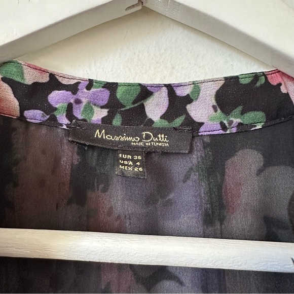 Massimo Dutti Long Sleeve Floral Pleated Dress Multicolor Size EU 36 US 4 - Picture 5 of 7